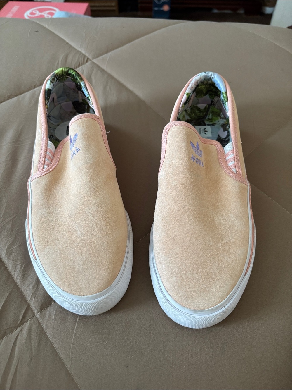 adidas Peach Slip-On Suede Sneakers